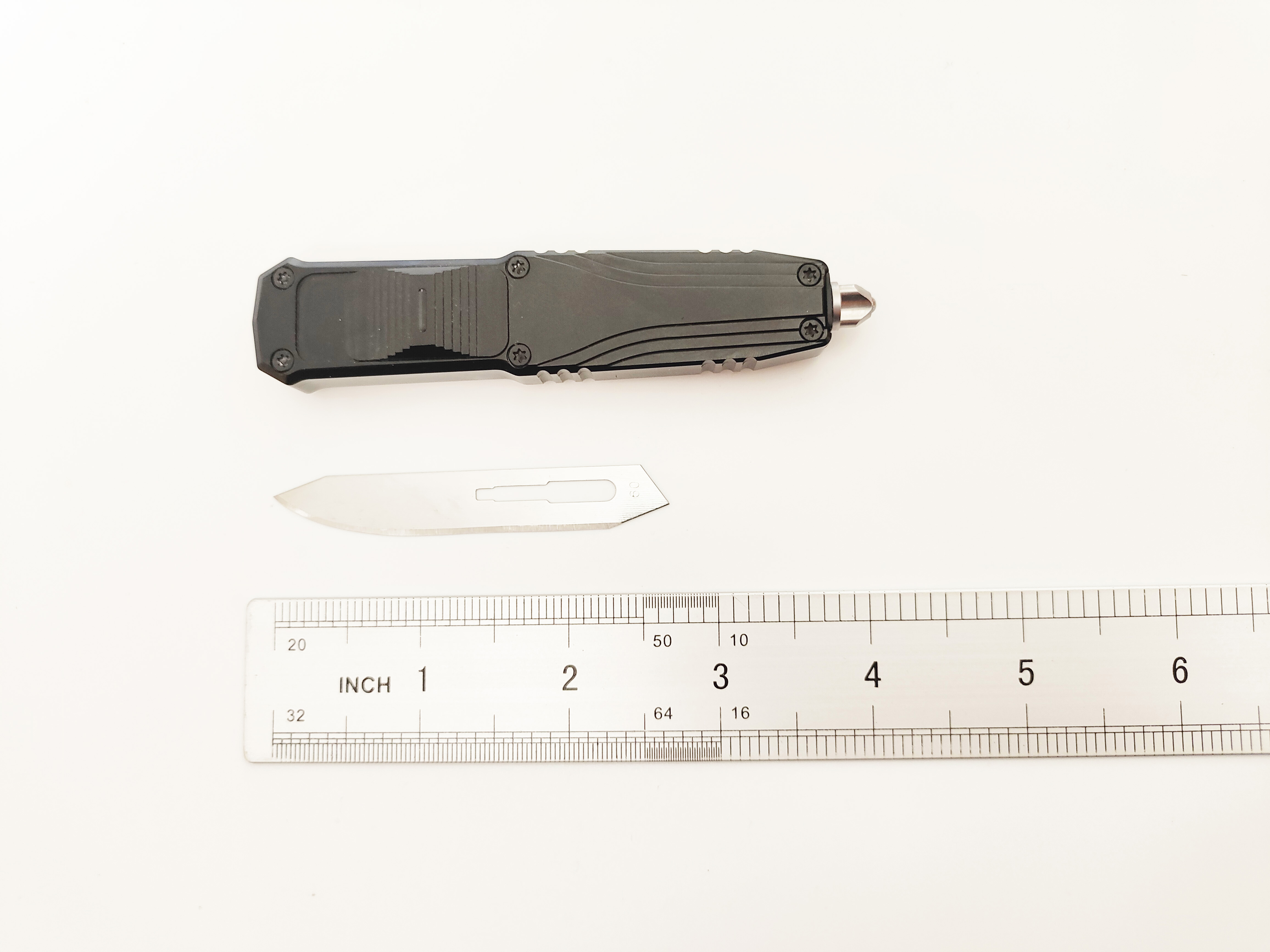 CNC Aluminum OTF Scalpel Knife Quick Release #60 Blade Hobby Utility Tool | Tactical Push-Button Sliding Pocket EDC Knife
