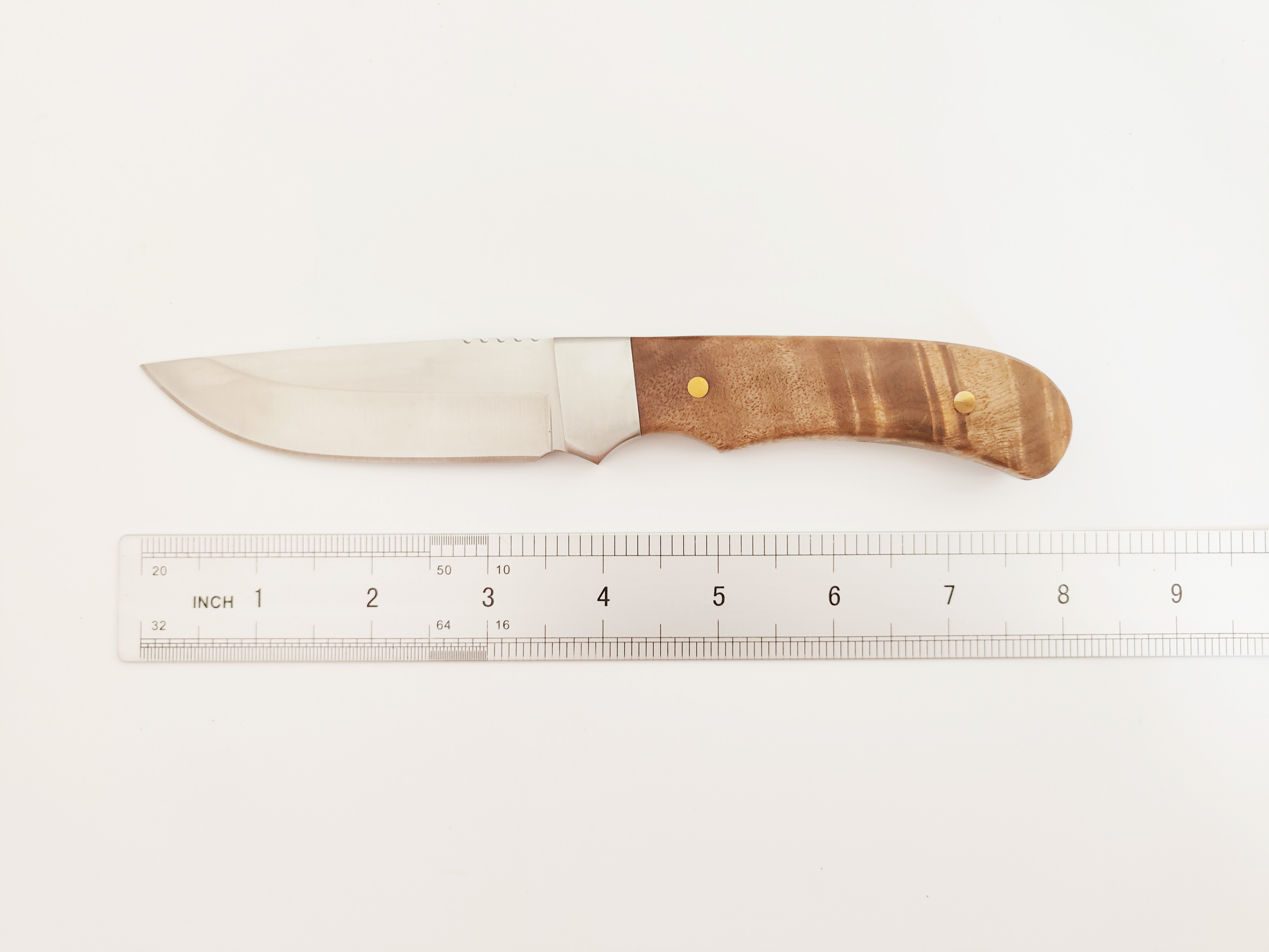 Custom 8 Inch Full Tang Fixed Blade Hunting Knife with Wood Handle & Steel Bolster, Drop Point Outdoor Bushcraft Knife OEM/ODM
