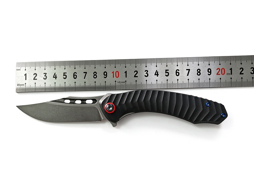Custom OEM EDC Flipper Folding Pocket Knife with CNC Textured Handle & Stonewashed Blade