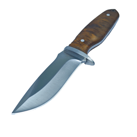 Wholesale Classic Wood Handle Fixed Blade Hunting Knife – Full Tang Drop Point Field Knife with Safety Guard Manufacturer