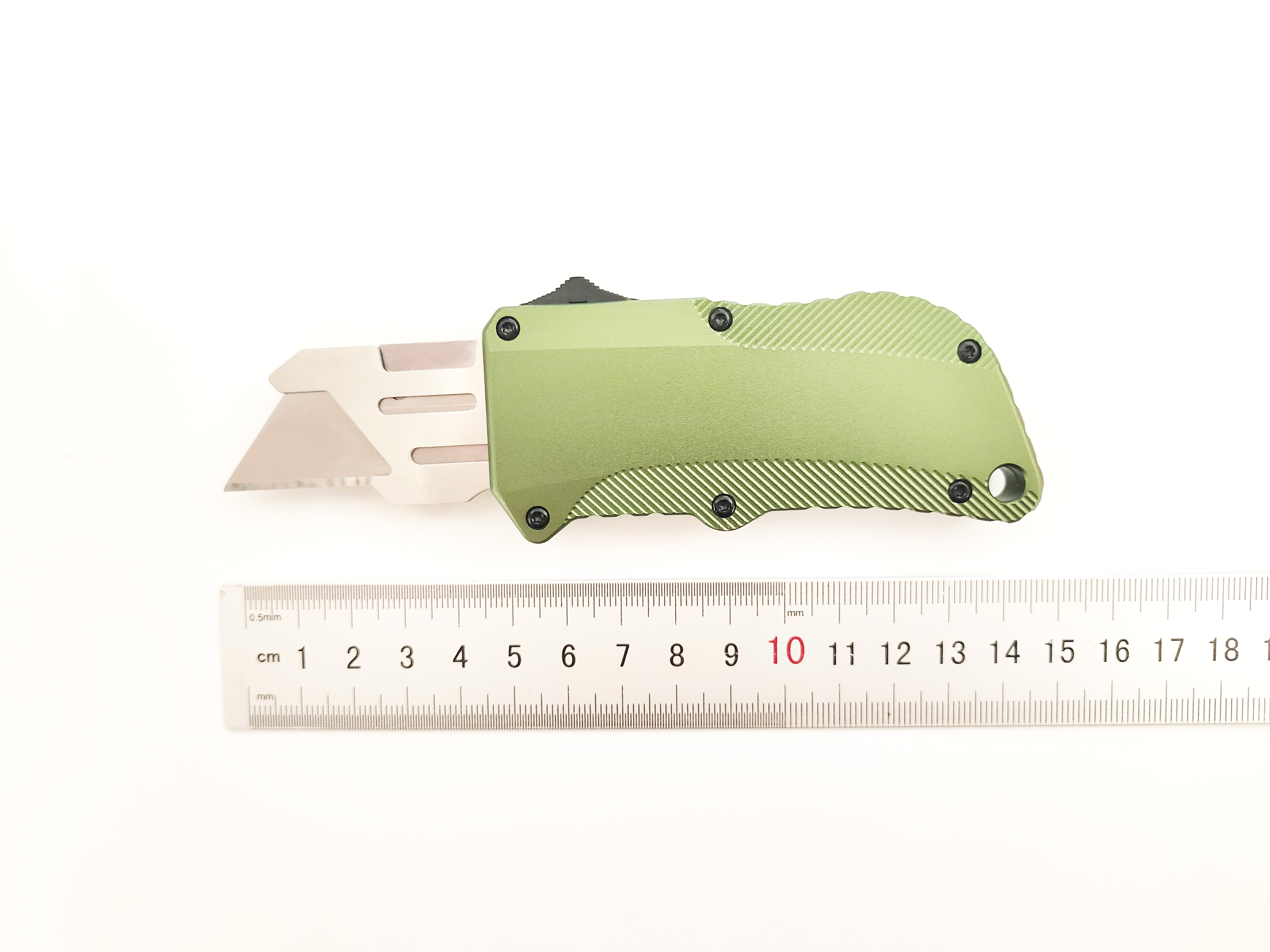 Custom OEM/ODM Aluminum Alloy OTF Utility Knife with Quick-Change Trapezoid Blade