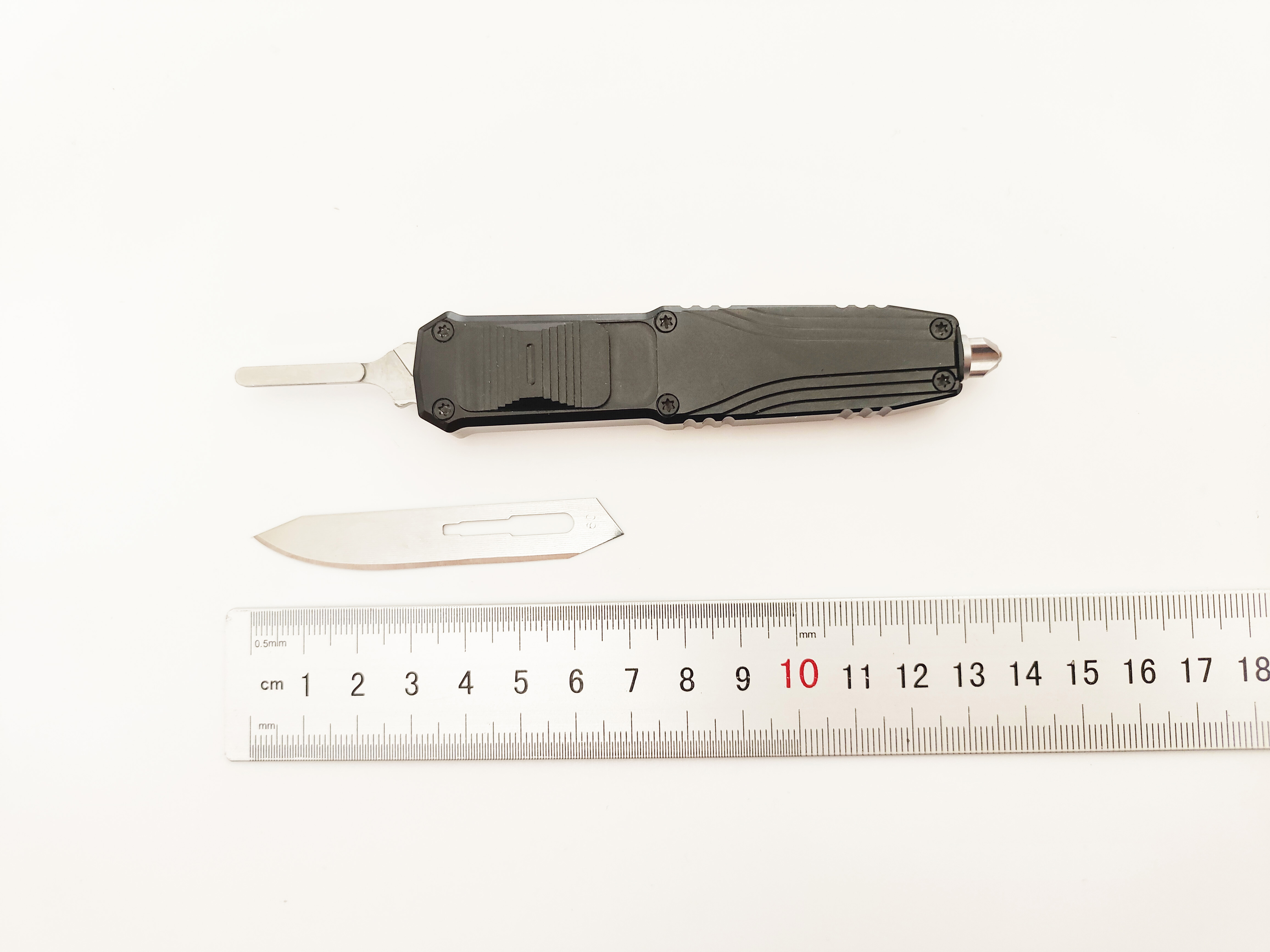 CNC Aluminum OTF Scalpel Knife Quick Release #60 Blade Hobby Utility Tool | Tactical Push-Button Sliding Pocket EDC Knife