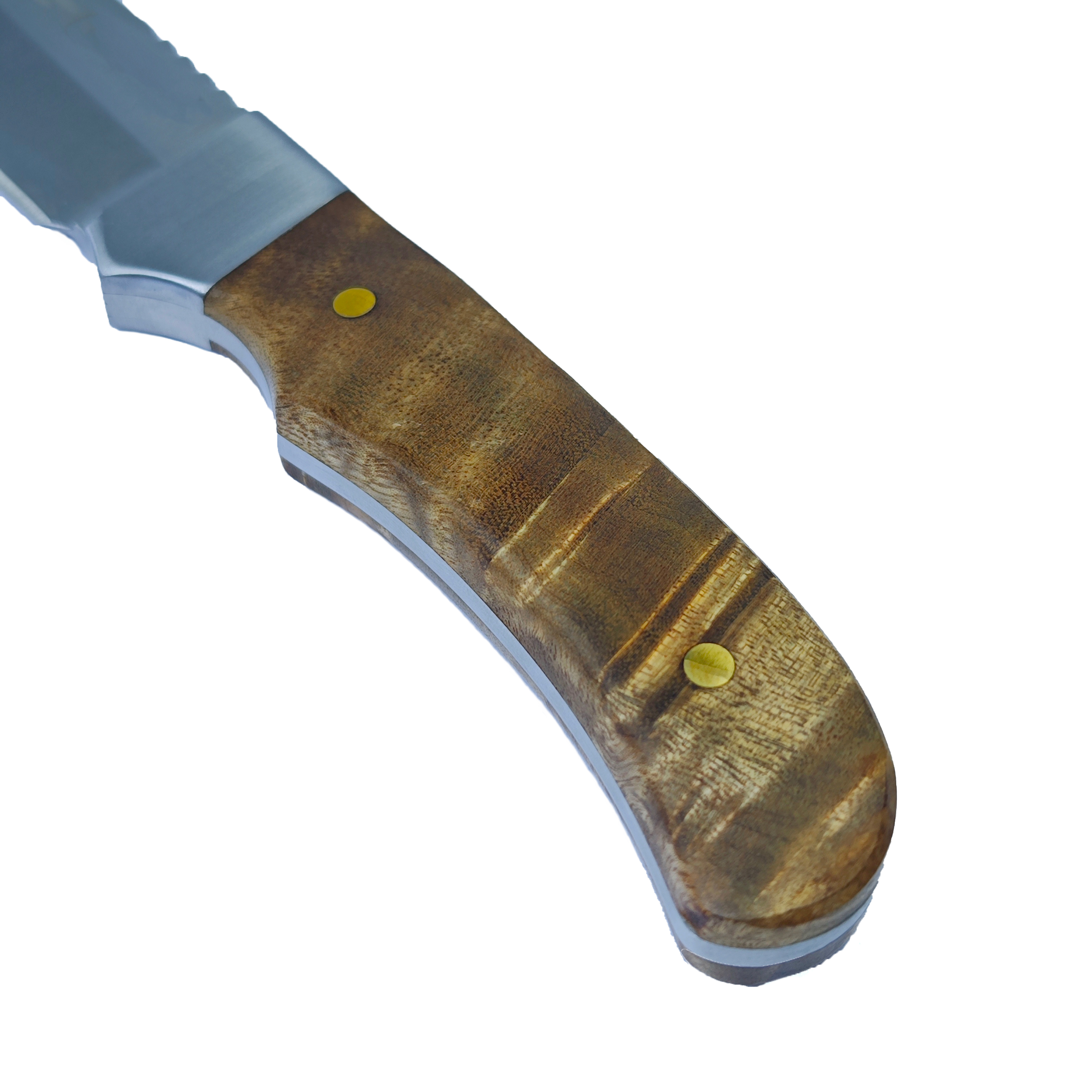 Custom 8 Inch Full Tang Fixed Blade Hunting Knife with Wood Handle & Steel Bolster, Drop Point Outdoor Bushcraft Knife OEM/ODM