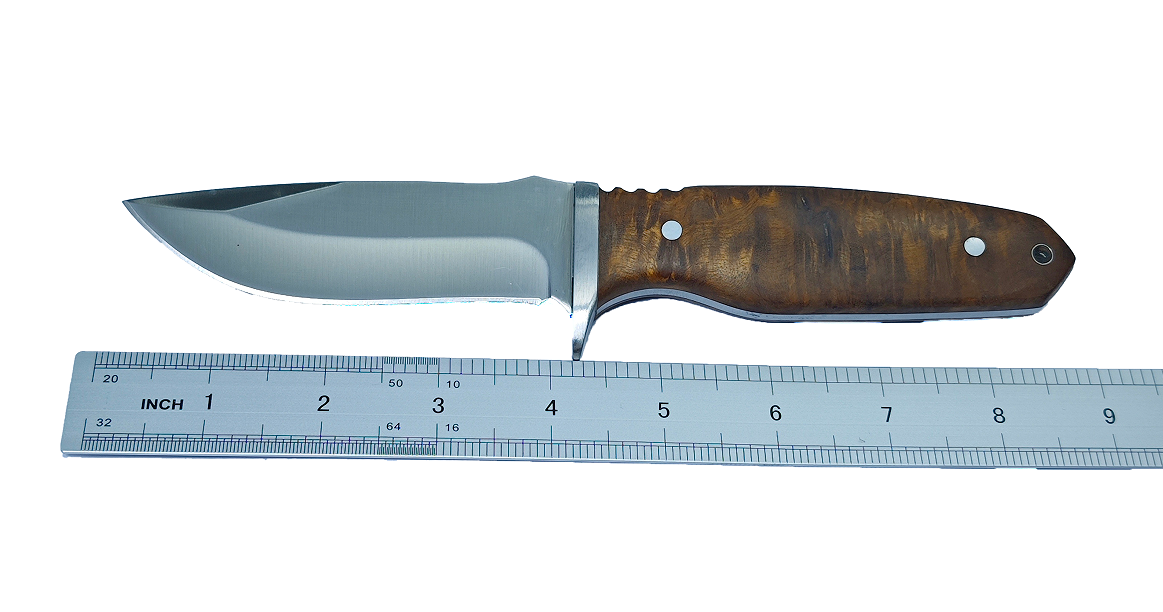 Wholesale Classic Wood Handle Fixed Blade Hunting Knife – Full Tang Drop Point Field Knife with Safety Guard Manufacturer
