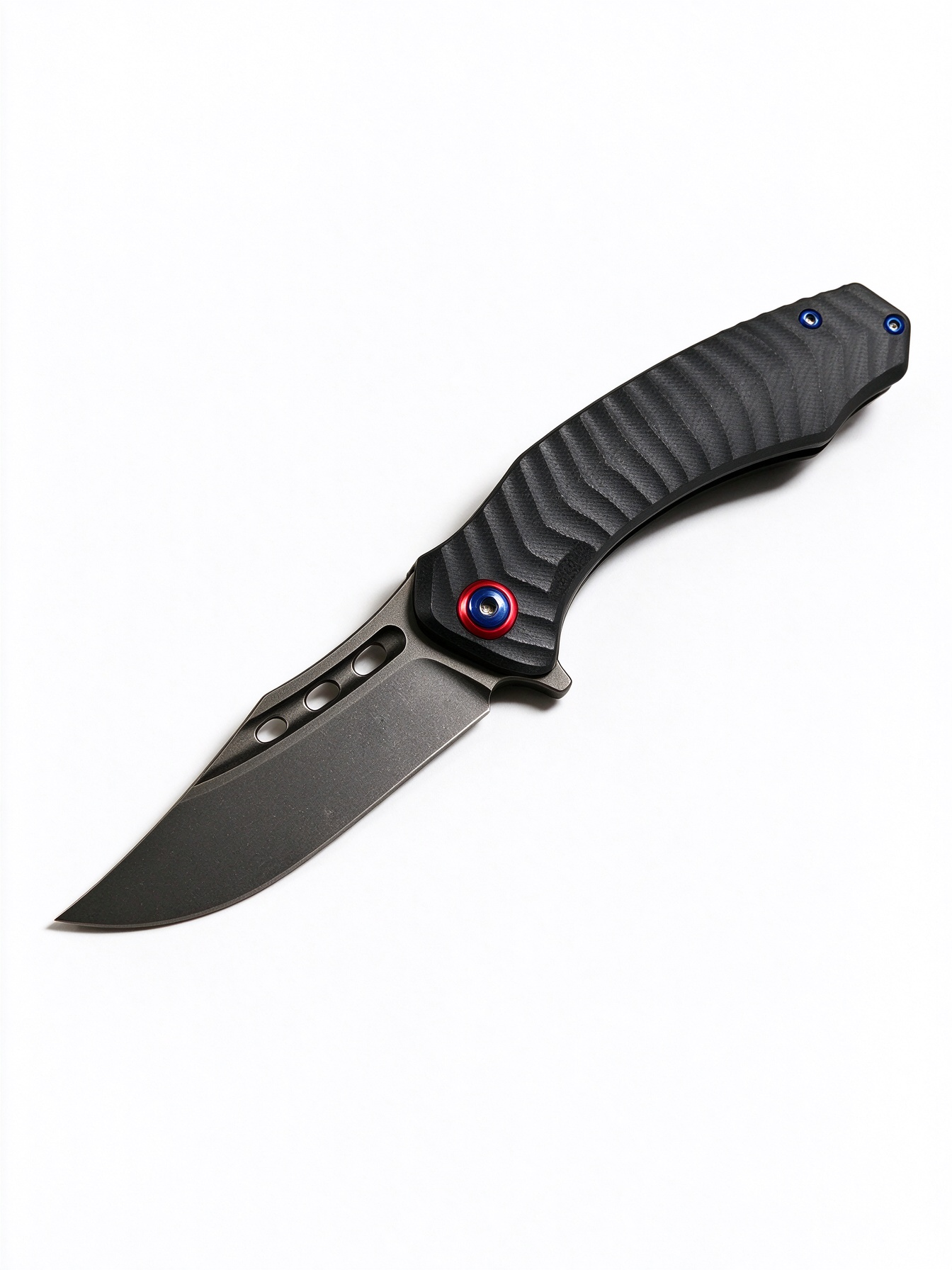 Custom OEM EDC Flipper Folding Pocket Knife with CNC Textured Handle & Stonewashed Blade